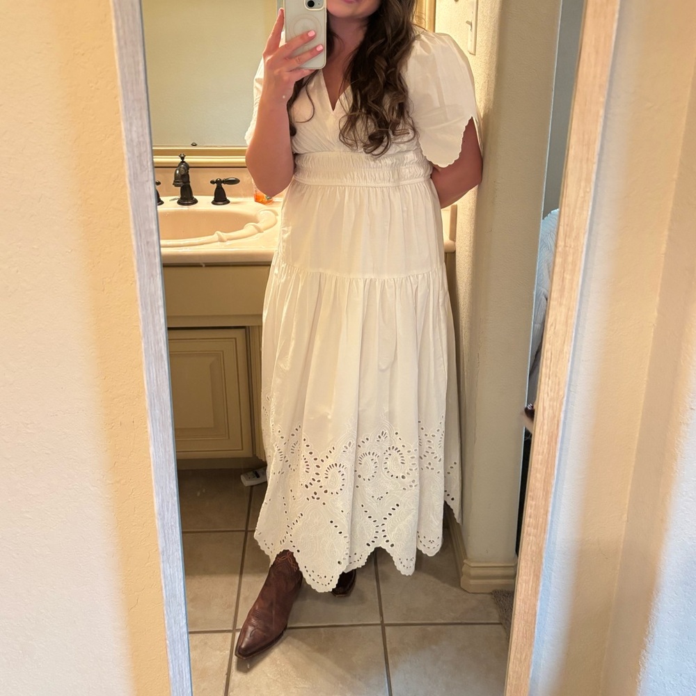 Elegant White Eyelet Dress